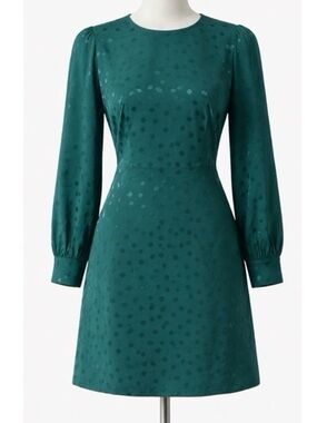 J. Crew Jacquard Floral Dot A-line Shift Dress in Dark Spruce Green Size 6